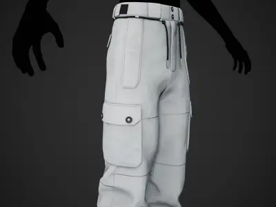 White Snowboard Pants Style 2  Low-poly 3D model