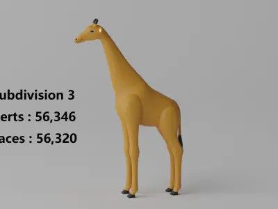 Cartoon Cute Giraffe 1 3D model