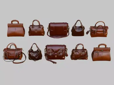Purse Collection Low-poly 3D model
