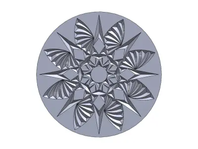 Round floral wood or plaster ornament 3D print model