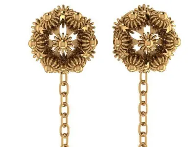 A lovely flower pair of earrings 3D print model