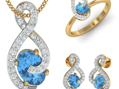 Diamond Locket Set 3D print model 3
