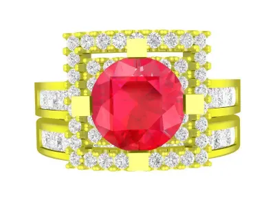 Luxury Halo Cluster Gemstone Ring for Men 3D Model 5695 3D print model