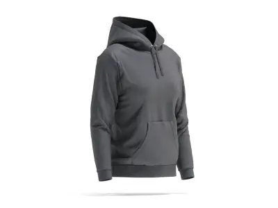 Black Womens Hoodie - sport female sweatshirt with hood 3D model