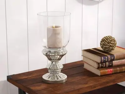 Traditional Glass Hurricane Candle Holder 3D model