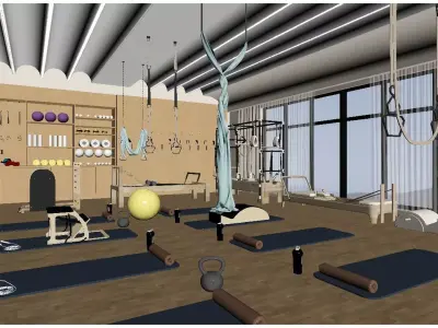 Modern Minimalist Yoga Studio 3D model
