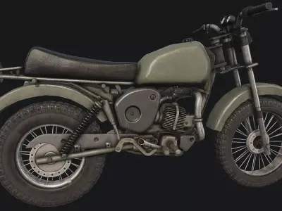 Old Motorcycle PBR Low-poly 3D model