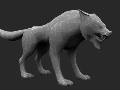 Animated Wolf Low-poly 3D model