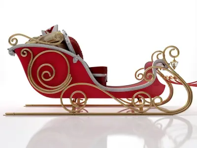 Santa Claus  sleigh with reindeer 3D model