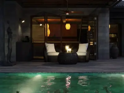 Modern Tropical Villa 3D Model Luxury House Exterior  Low-poly 3D model