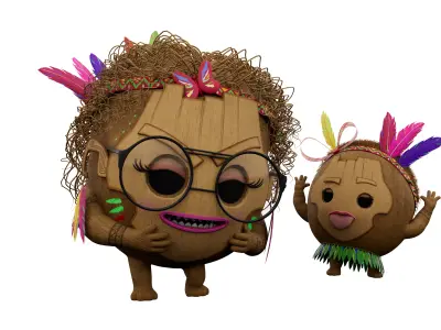 Coco Girl and Baby Rigged Low-poly 3D model