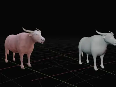 Domestic Water Buffalo  Low-poly 3D model