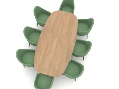 The classic table and chair set Low-poly 3D model