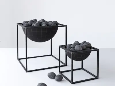 Decor Set Walnut Kubus Bowl 3D model