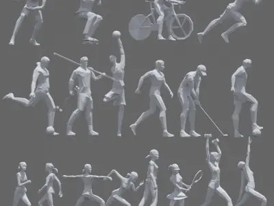 Low Poly Sport Pose PACK Low-poly 3D model