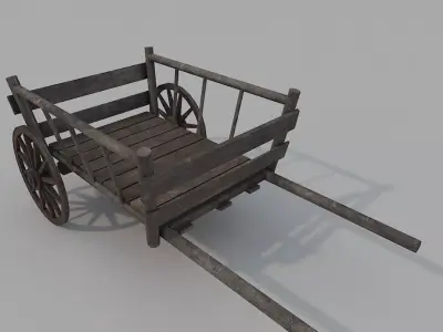 Medieval Wooden Cart Low-poly 3D model