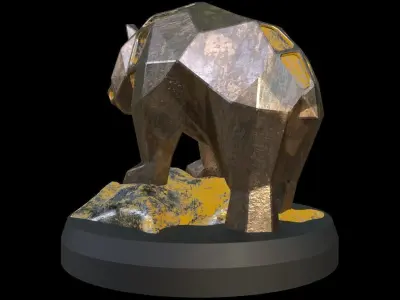 Steampunk Panda Rock Low-poly 3D model
