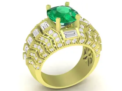 Luxury Emerald Style Diamond Ring 3D Jewelry Model 03 3D print model