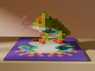 Frog Voxel Stylized Cubic Low-poly 3D model