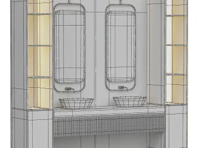 PA furniture luxury double basin vanity sink  bathroom cabinet 3D model