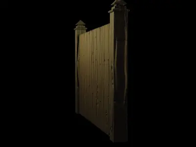 Fence wooden Low-poly 3D model
