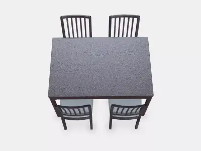 EKEDALEN - EKEDALEN table and 4 chairs Low-poly 3D model