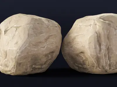 15 Stylized Grey Rocks Low Poly 3D Assets for Games and VR Low-poly 3D model