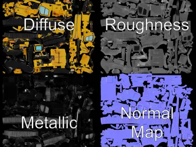 Construction Crane Model Pack with Detailed Textures Low-poly 3D model