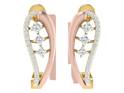 Solitaire Women Drop Earring 3dm STL OBJ FBX Render Details 3D print model 9