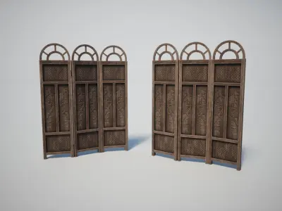 Wooden Screen Low-poly 3D model