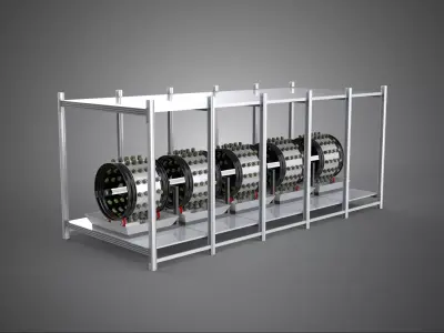 RACK FRAME ARRAY ROW SHELF TRAY ROTARY HYDROPONIC LED PLANT FARM 3D model