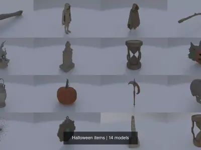 Halloween items 3D Model Collection