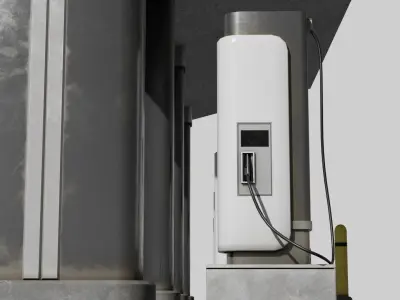 Electric Charging Station Car Low Poly  Low-poly 3D model