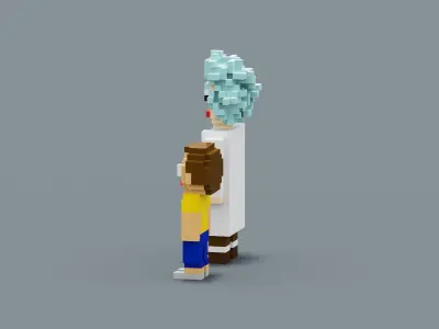 Voxel Rick and Morty Low-poly 3D model