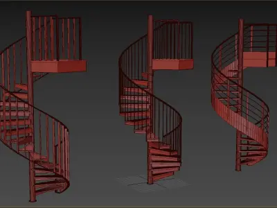 Set of spiral staircases 3D model
