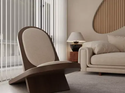 Modern living room dining room interior scenes 402 3D model