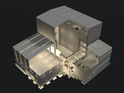 Industrial building in cutaway section 25i16 3D model