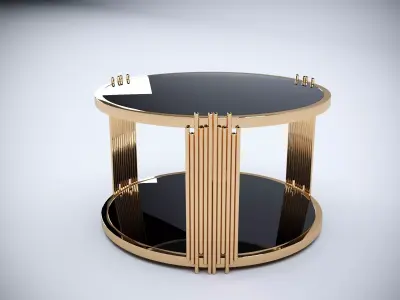  3D Brass and Glass Modern Coffee Table  3D model