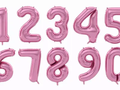 Balloon Numbers Pink Color  3D model