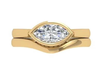 Marquise Ring Bridal Set 3D print model