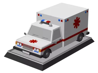 Ambulance Low Poly Car Low-poly 3D model