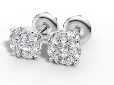 AV 704 Diamond cluster earrings for woman 3D print model