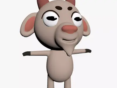 Cartoon Goat Character Low-poly 3D model