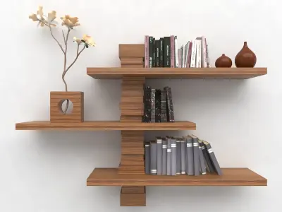 Modern Wall Bookshelf Free 3D model