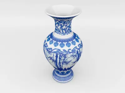 Chinese Blue and White Porcelain Vase Low-poly 3D model