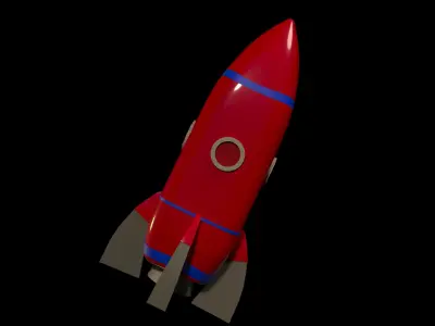 CARTOON ROCKET AND RETRO CAR 3D model