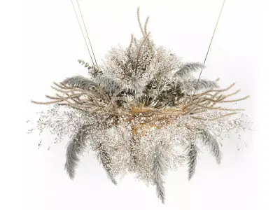 Hanging Installation Bouquet Dried Flowers pampas gypsophila 571 3D model