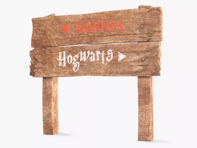 Old Wooden Road Sign Board 3D model