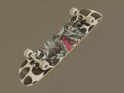 Skateboard - Cow Deck Low-poly 3D model
