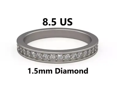 Model 1229 Eternity Band Ring 8 and half US Size 1pnt5mm Diamond 3D print model